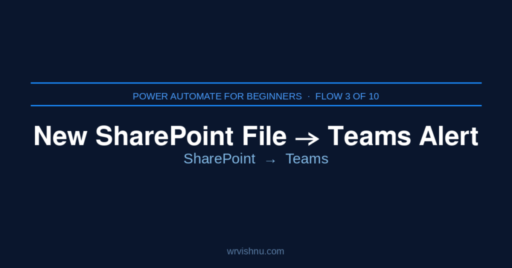 Power Automate SharePoint file Teams alert — Flow 3 of the Power Automate for Beginners series on wrvishnu.com