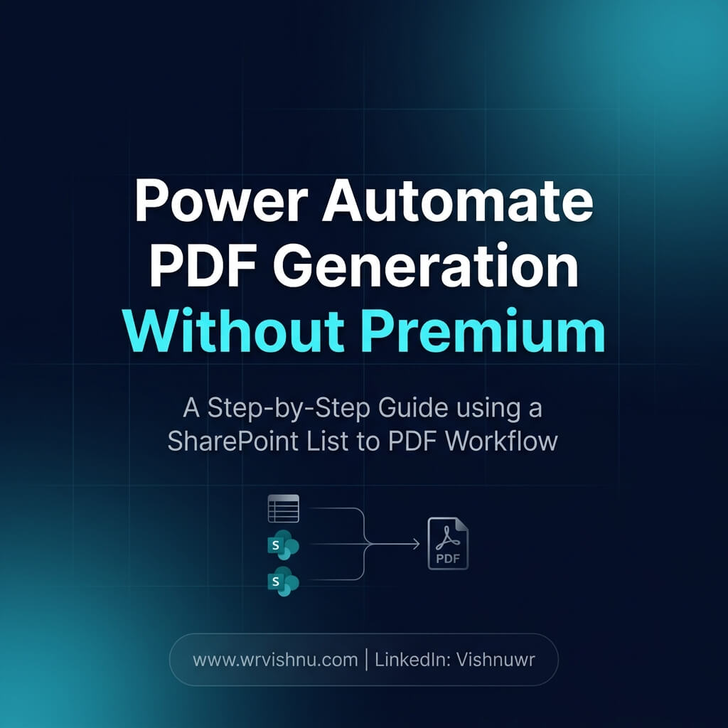 Power Automate PDF generation without premium - technical blog feature image.