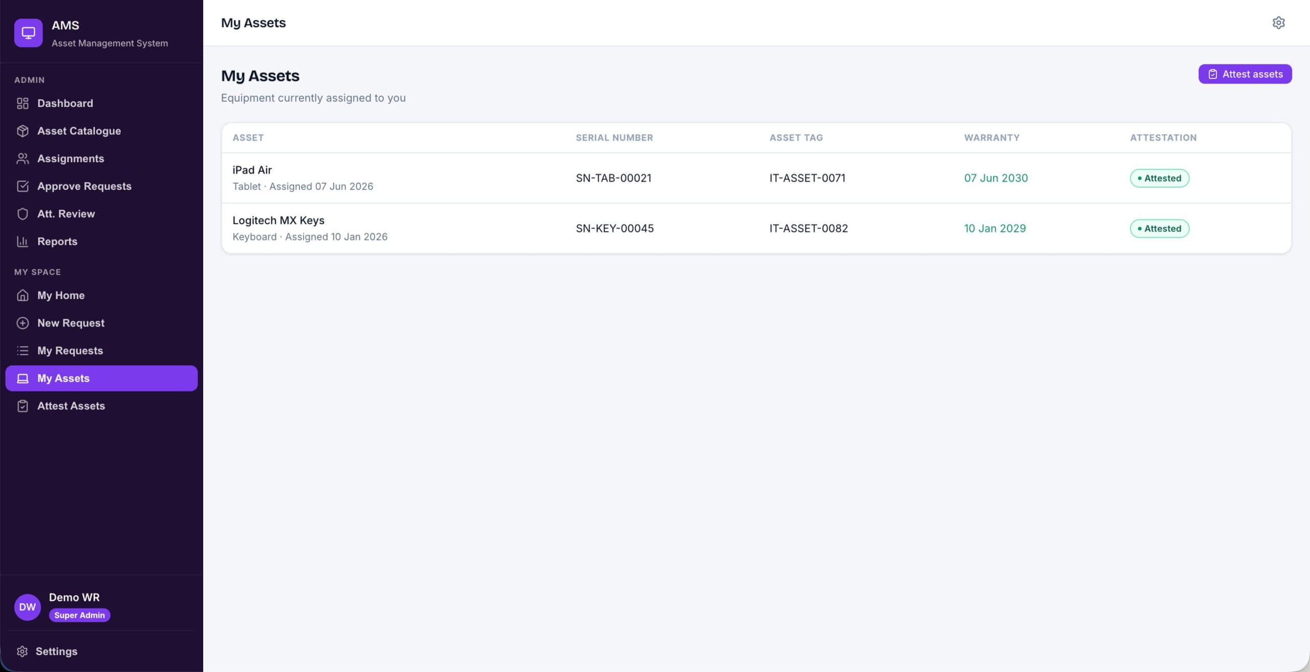Asset Management System Code App Asset Details side panel