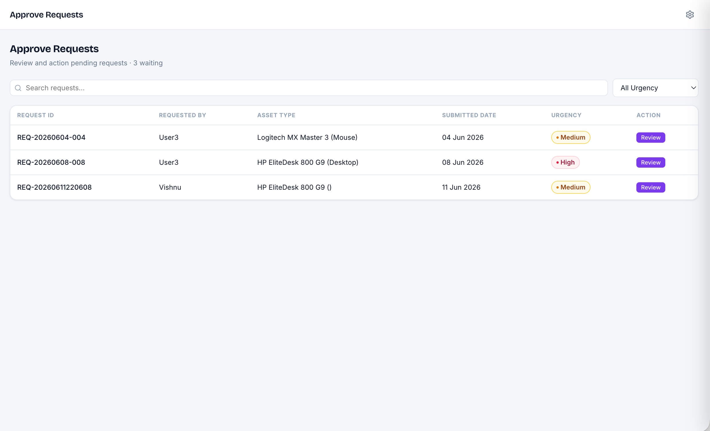 Asset Management System Code App New Request with two-step form