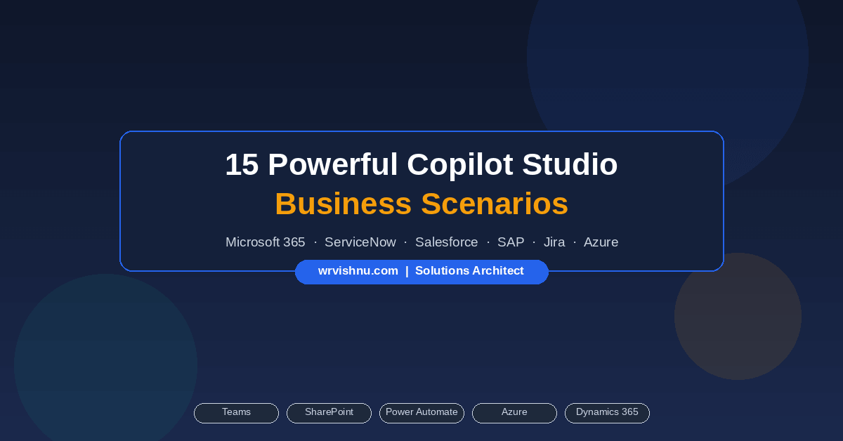 Copilot Studio business scenarios connected to Microsoft 365, ServiceNow, Salesforce, SAP and enterprise business systems through Power Automate